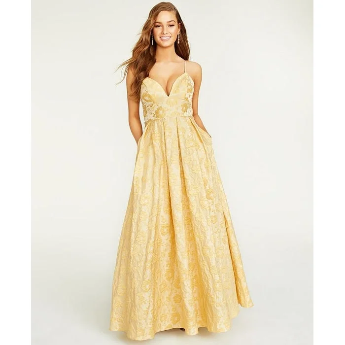 Fantastic Deals Trixxi Women's Floral Full Length Evening Dress Yellow Size 13