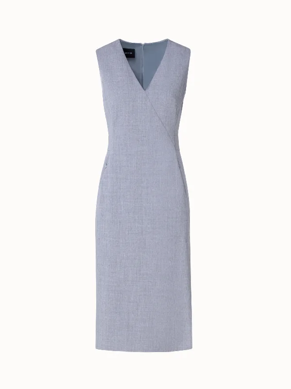 high-waisted dressSleeveless Wool Double-Face Sheath Dress