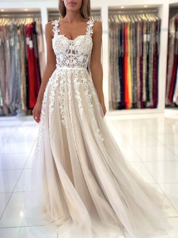 Price Break wrap dressLight Ivory A-Line Lace Long Prom Dress Formal Evening Dress,DP800
