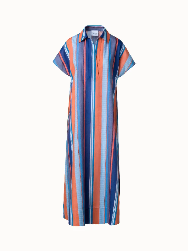 flowy maxi dressCotton Midi Shirt Dress with Allover Stripes