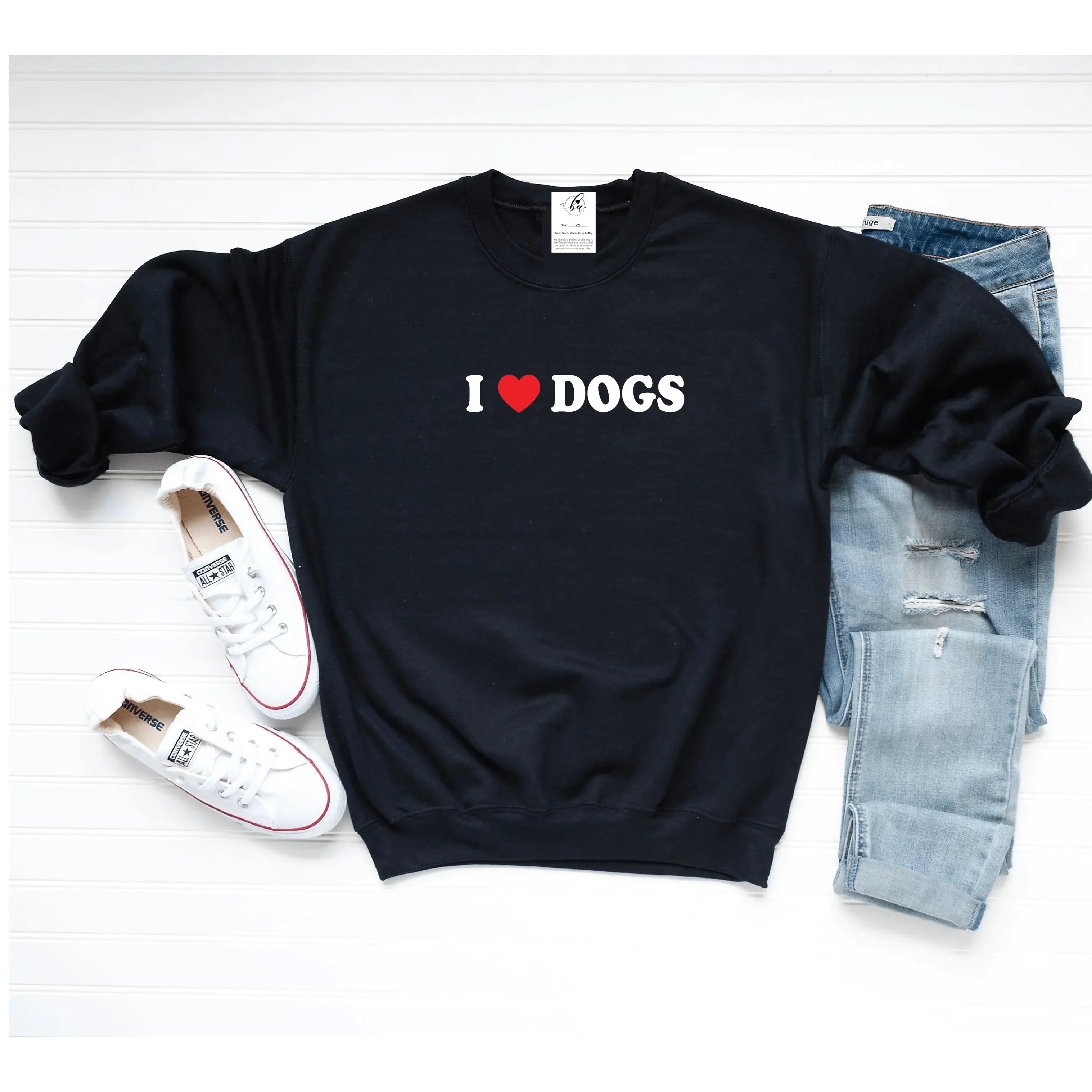 streetwear gym sweatshirtI Love Dogs Crew