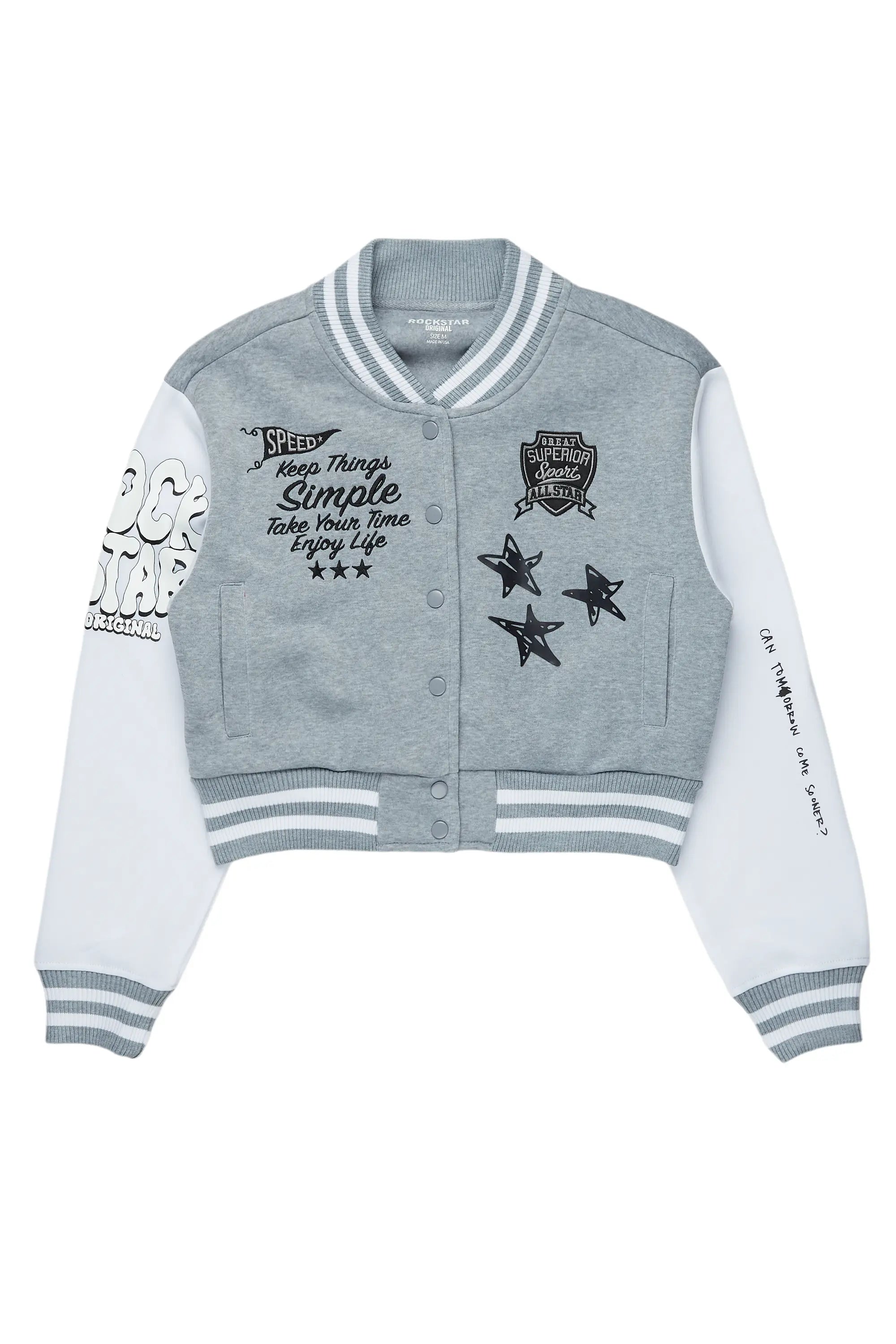 Exclusive Online Offer Kesira Heather Grey Varsity Jacket