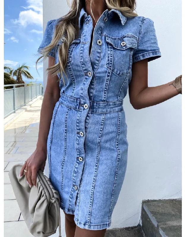 boho-chic dressTribeca Pocketed Button Down Denim Dress - FINAL SALE