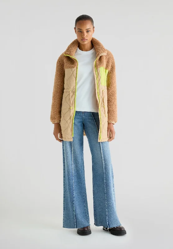 Special Promotion FLEECE PUFFER COAT WITH NEON DETAIL