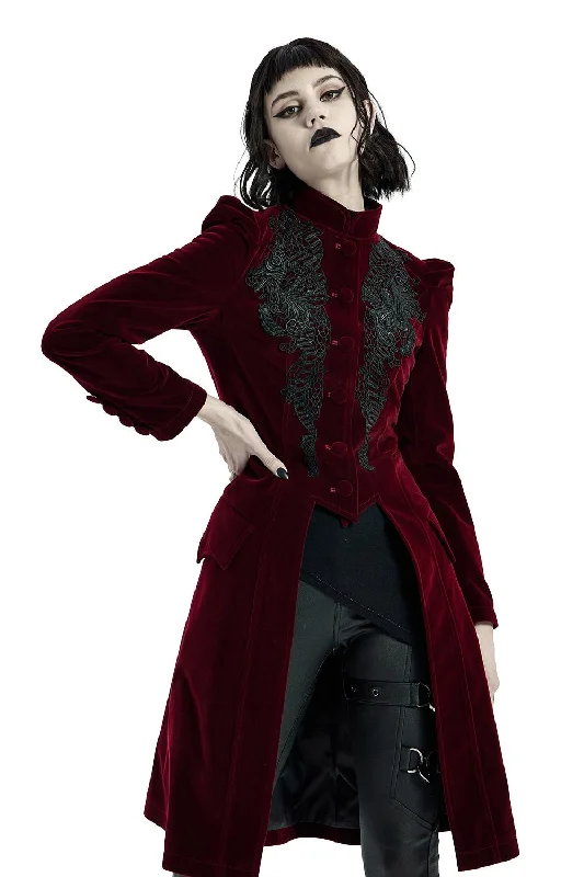 Act Now Bleeding Rose Velvet Coat [RED]