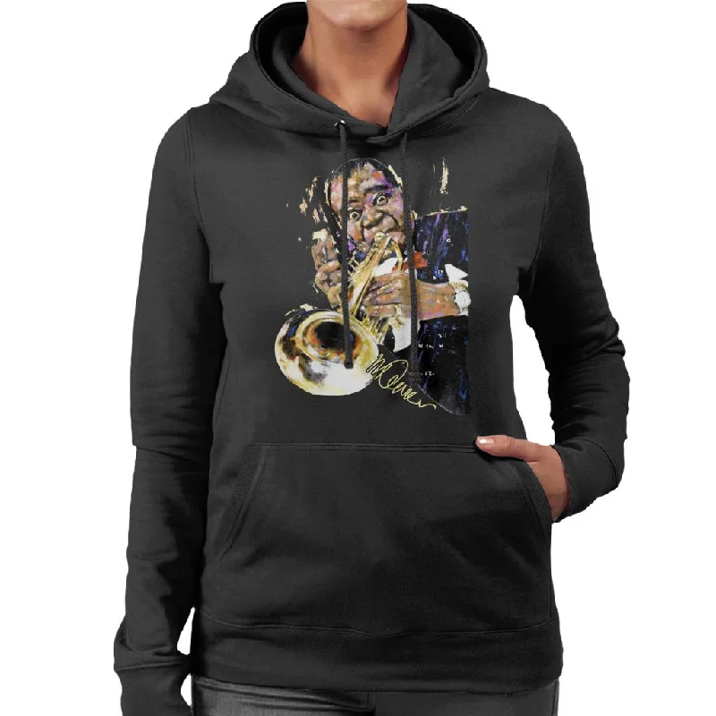Discount Extravaganza performance workout sweatshirtSidney Maurer Original Portrait Of Louis Armstrong With Trumpet Women's Hooded Sweatshirt Discount Extravaganza performance workout sweatshirtSidney Maurer Original Portrait Of Louis Armstrong With Trumpet Women's Hooded Sweatshirt