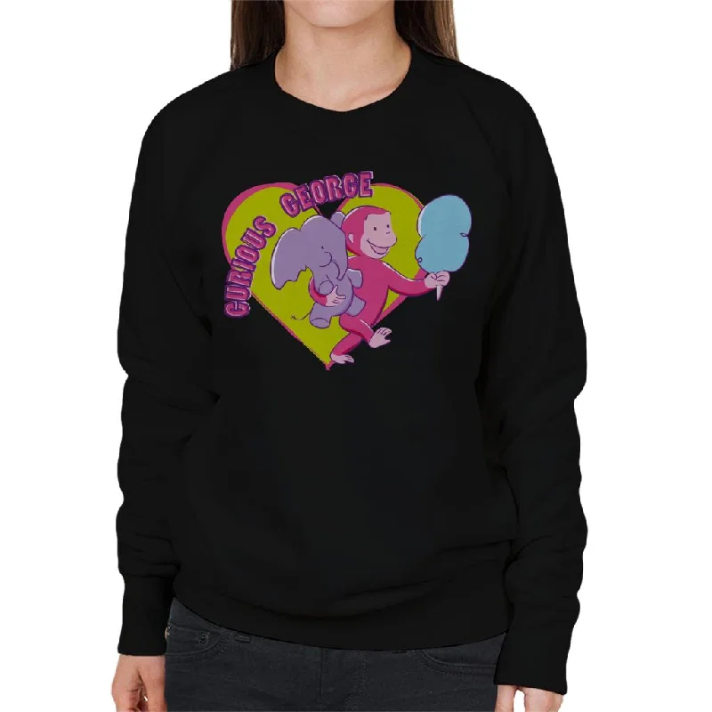 versatile gym hoodieCurious George Carnival Heart Women's Sweatshirt