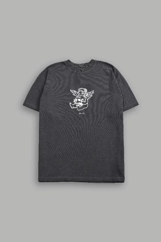 Deal of the Week Cherub and the Skull "Premium" Oversized Unisex Tee in Wolf Gray