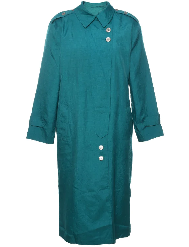 Anniversary Sale Green Classic Single Breasted Trench Coat - L