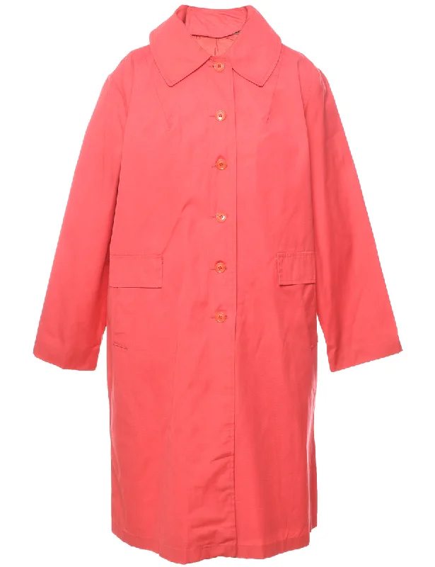 Buy Now Single Breasted Salmon Pink Classic Trench Coat - L