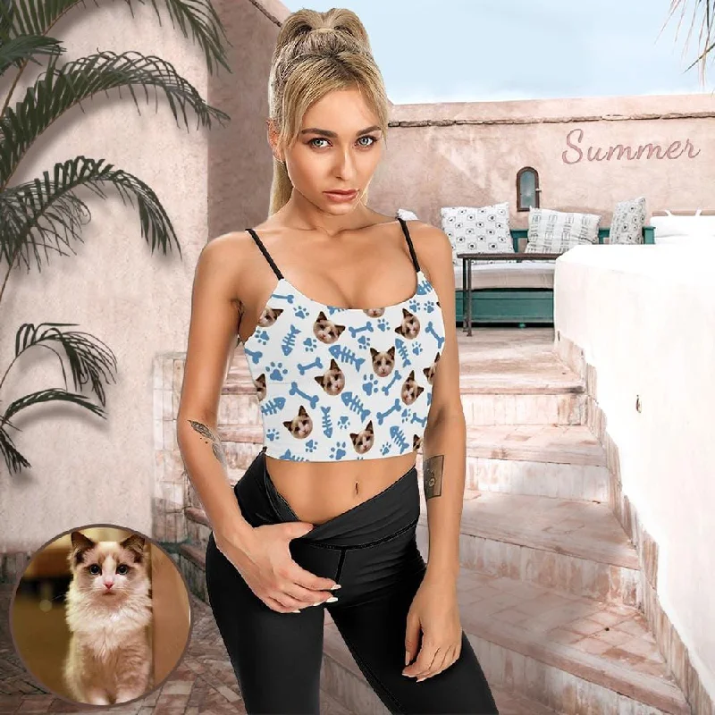 Special Price Custom Face Top Blue Bones Personalized Women's Crop Camisole Top (With Chest Pad) Special Price Custom Face Top Blue Bones Personalized Women's Crop Camisole Top (With Chest Pad)