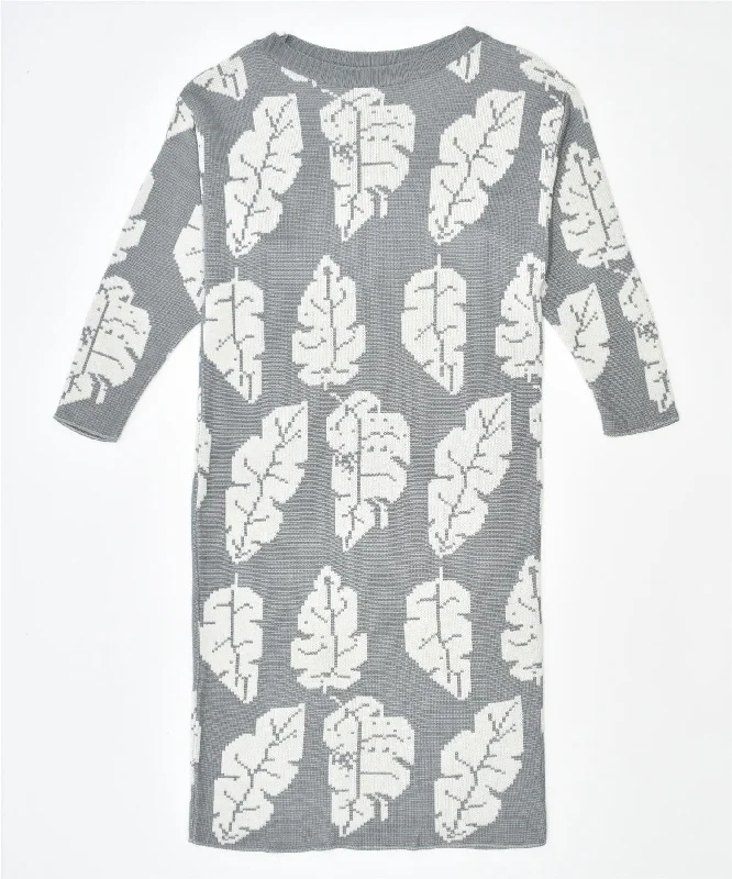 Special Savings oversized hoodieVINTAGE Womens Jumper Dress UK 14 Large Grey Floral