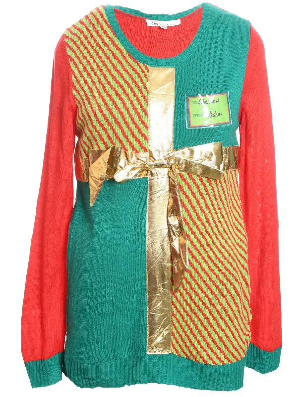 Loyalty Reward Festive Print Christmas Jumper - L