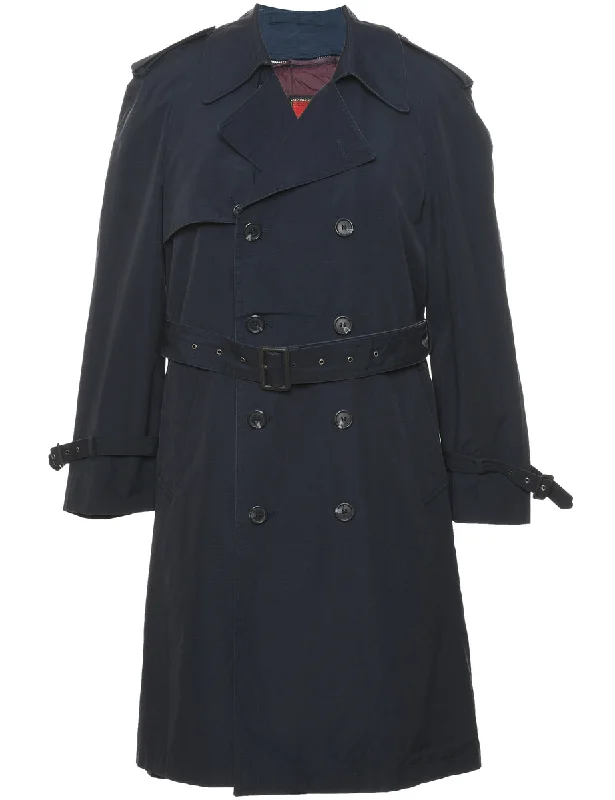 Seasonal Clearance Moores Navy Double-Breasted Trench Coat - L