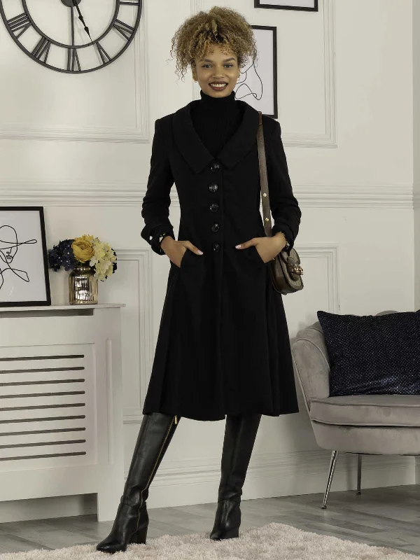 Bargain Bin Jolie Moi Callyn Retro Flare Coat, Black