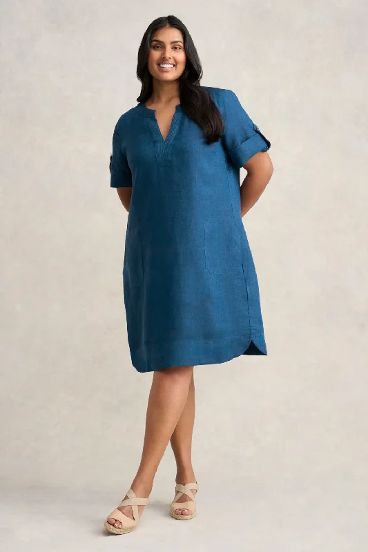 fitted dressFrench Linen Shift Dress - Navy Delave