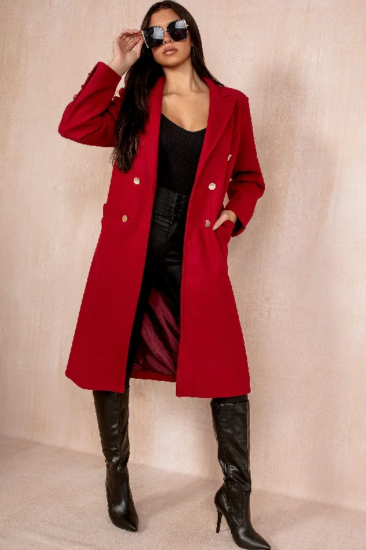 Price Fest Ariel Burgundy Longline Belted Coat