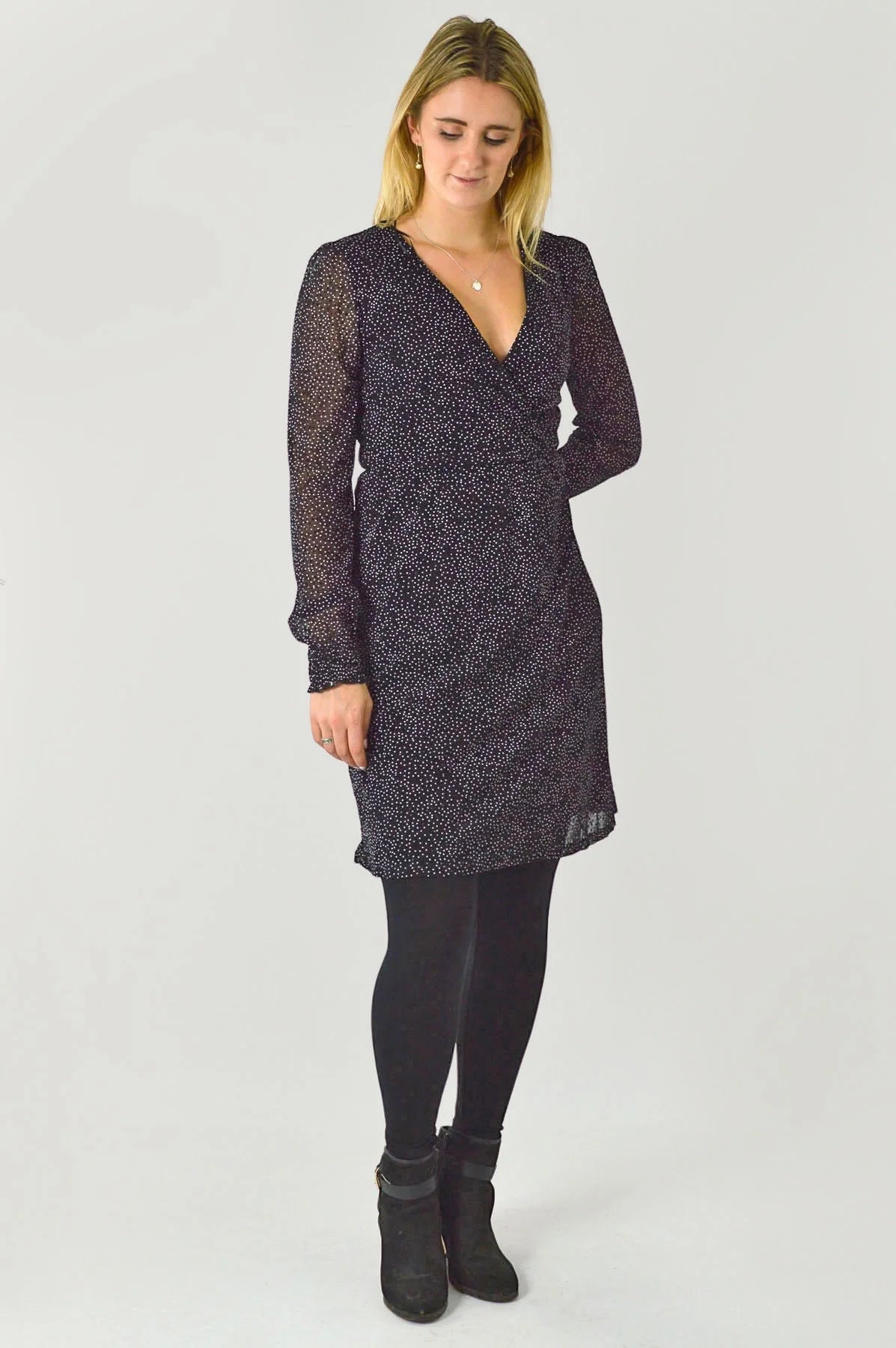Lowest Price Chiffon Spot Wrap Dress