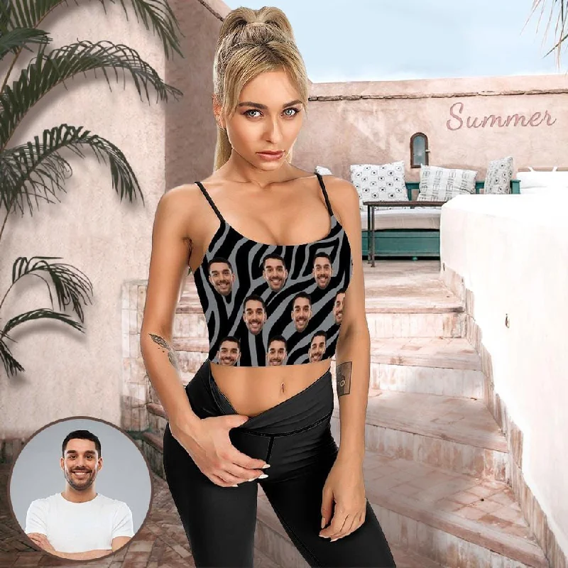 Don't Miss Personalized Face Tank Tops Zebra Women's Crop Camisole Top (With Chest Pad) Don't Miss Personalized Face Tank Tops Zebra Women's Crop Camisole Top (With Chest Pad)