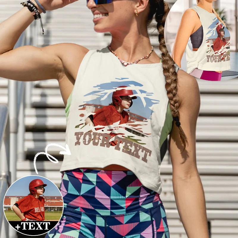 Special Price Custom Photo&Name Tank Top Personalized Women's Sleeveless Crop Sports Top Special Price Custom Photo&Name Tank Top Personalized Women's Sleeveless Crop Sports Top
