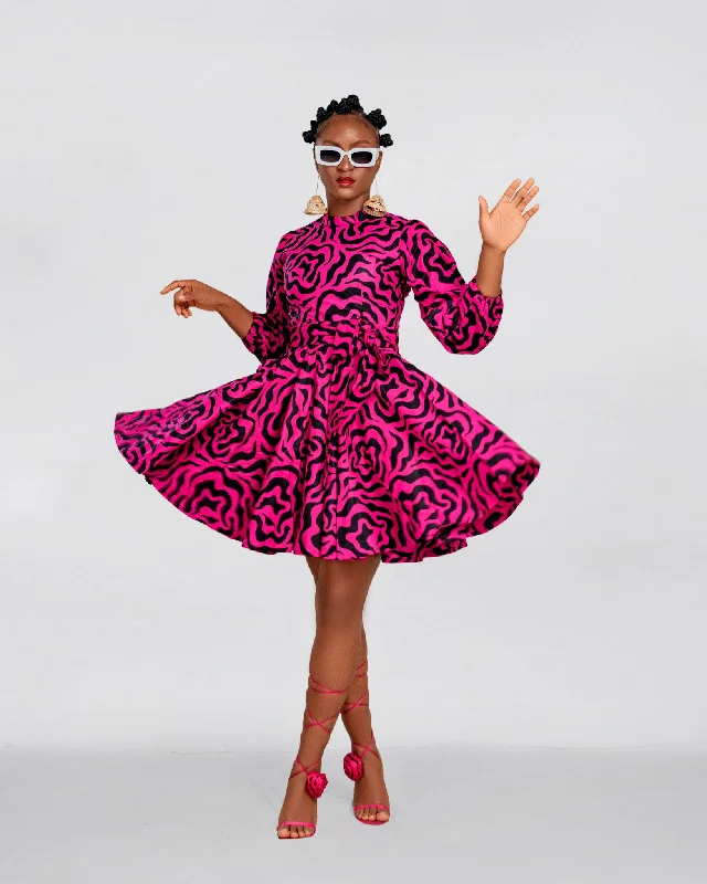 Flash Deals flowy dressAnna Ankara Mini Dress | Pink and Black African Print