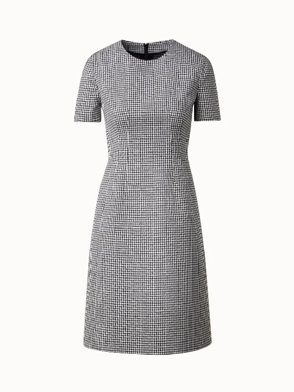 summer floral dressVichy Pleated Sheath Dress in Wool Double-Face