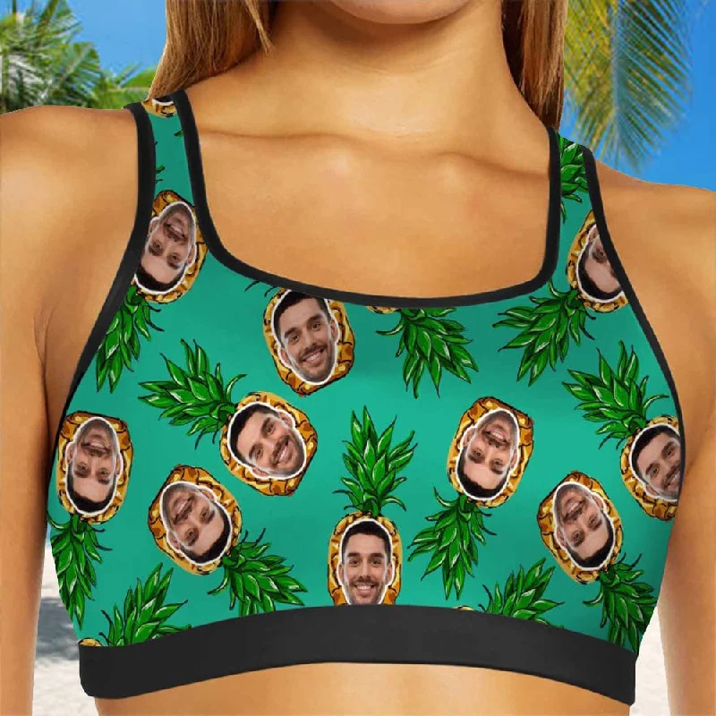 Low Prices Custom Husband Face Green Pineapple Sports Bra Personalized Women's All Over Print Yoga Sports Bra Low Prices Custom Husband Face Green Pineapple Sports Bra Personalized Women's All Over Print Yoga Sports Bra