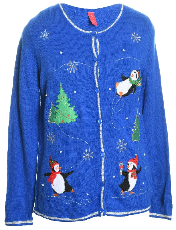 Today's Special Blue Christmas Cardigan - M