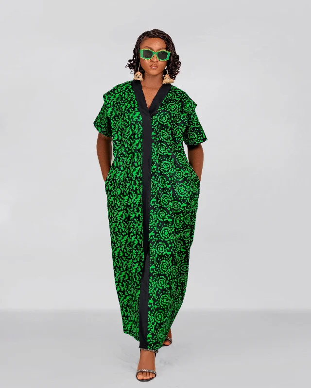 Act Fast trendy mini dressBolu Ankara Bubu Dress | Green African Print