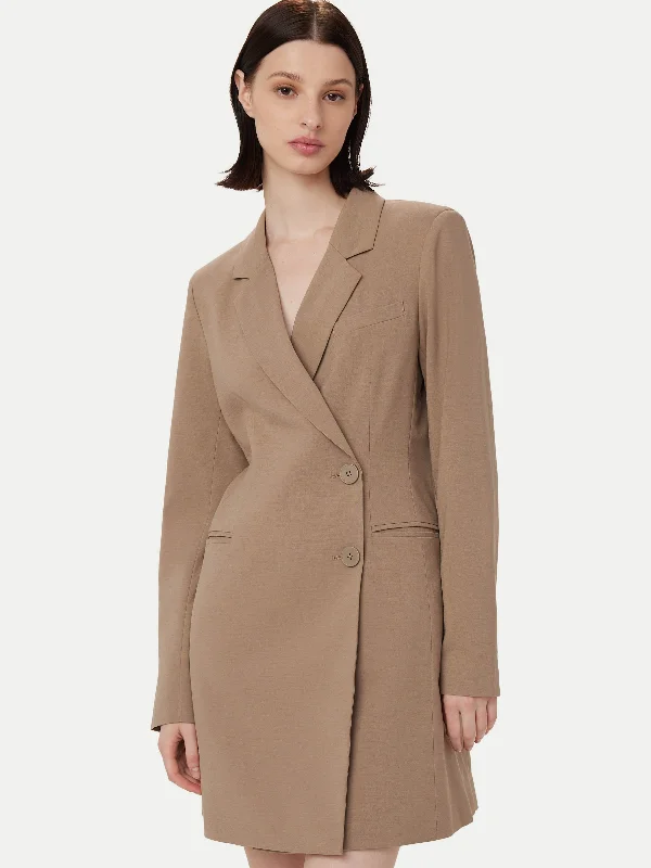 ashionable dressThe Fitted Blazer Dress  in Taupe