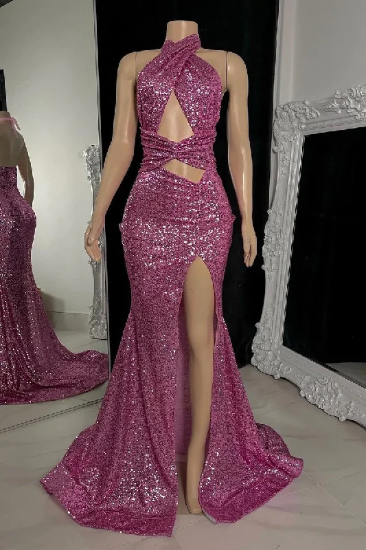 Deal Frenzy cocktail dressSparkle Halter Sequined Backless Long Prom Dress with Slit,DP980 Deal Frenzy cocktail dressSparkle Halter Sequined Backless Long Prom Dress with Slit,DP980