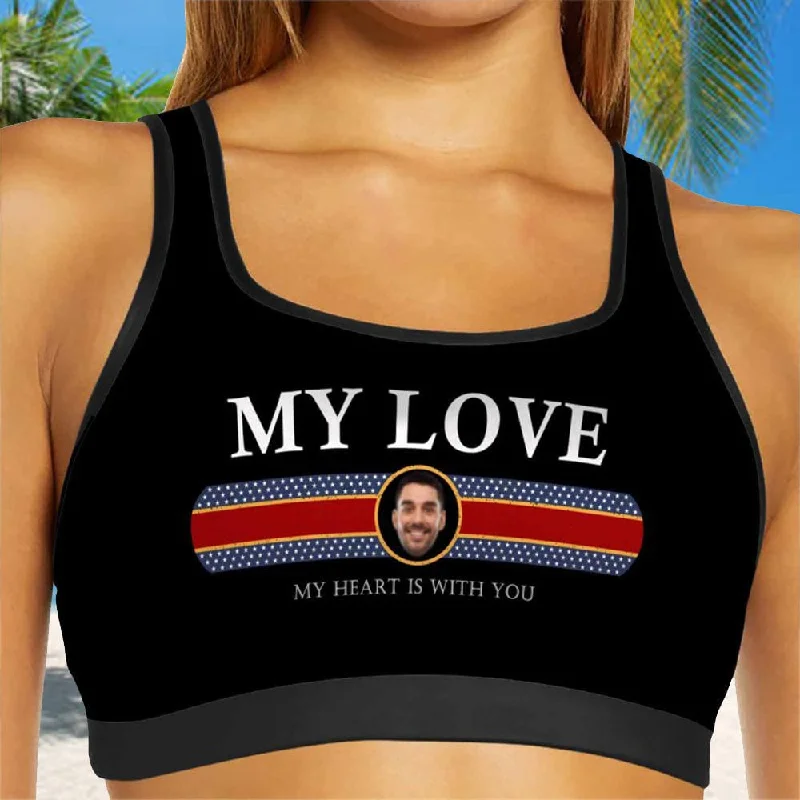 Limited Availability Custom Husband Face My Love Sports Bra Personalized Women's All Over Print Yoga Sports Bra Limited Availability Custom Husband Face My Love Sports Bra Personalized Women's All Over Print Yoga Sports Bra