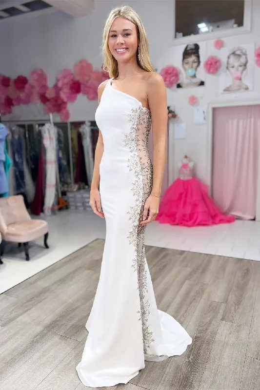 Stock Up and Save wrap-around dressWhite One Shoulder Mermaid Long Prom Dress with Beads,DP1012 Stock Up and Save wrap-around dressWhite One Shoulder Mermaid Long Prom Dress with Beads,DP1012