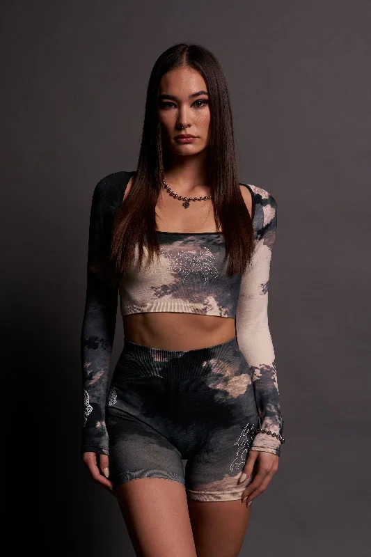 New Arrival Hesh "Everson Seamless" Sage L/S Top in Sandstorm Marble Wash