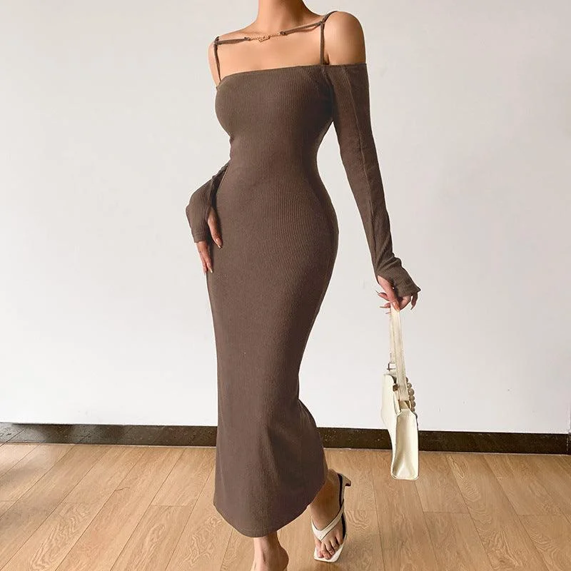 elegant dressKittenAlarm - Skyla Sold Cold Shoulder Maxi Dress