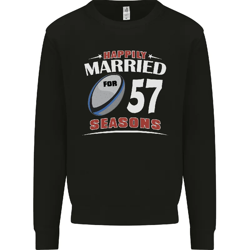 fitted workout hoodie57 Year Wedding Anniversary 57th Rugby Mens Sweatshirt Jumper