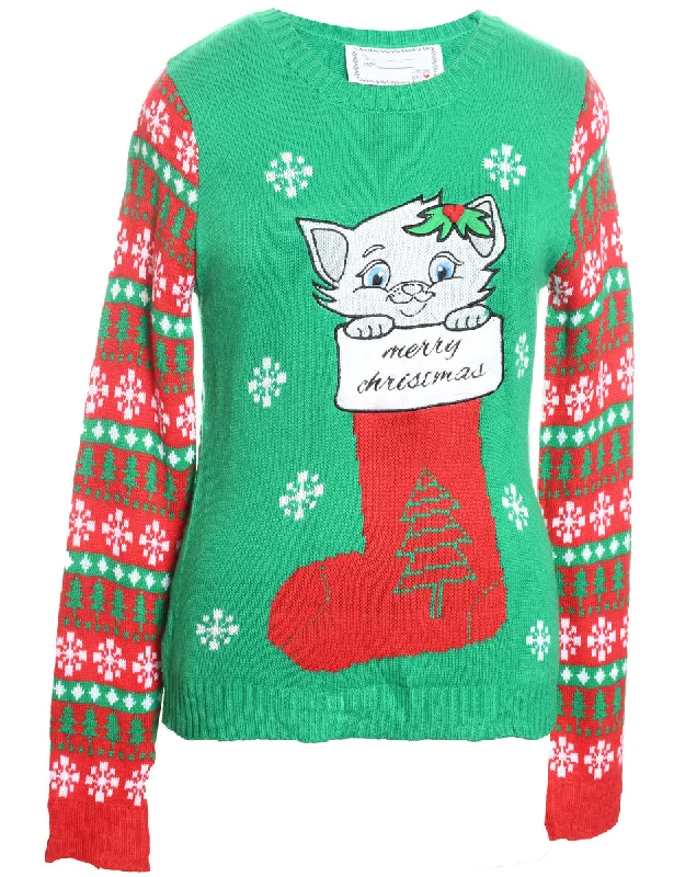 Deep Discounts Festive Print Christmas Jumper - L
