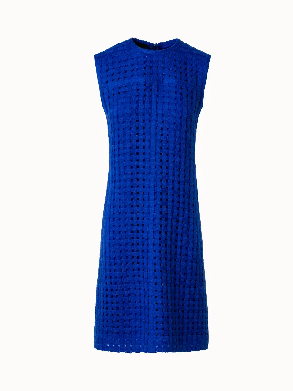 draped dressSheath Dress in Grid Embroidery