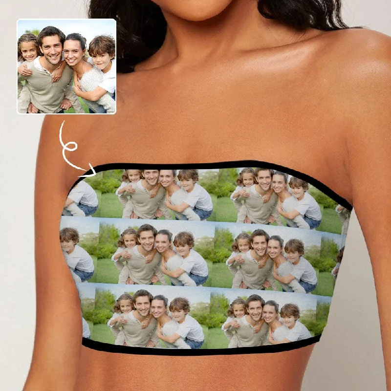 Final Markdown Custom Photo Family Happiness Crop Top Personalized Women's Tube Top