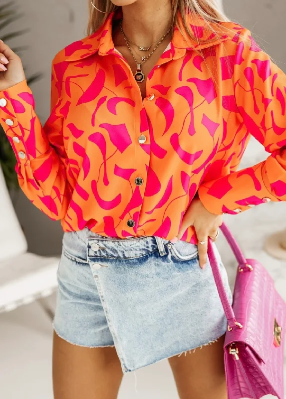 comfy maxi dressLeesa Orange and Pink Print Button Detail Shirt