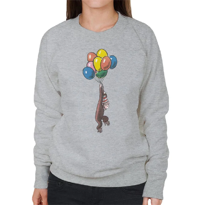 sporty casual hoodieCurious George Balloon Flying Hat Women's Sweatshirt