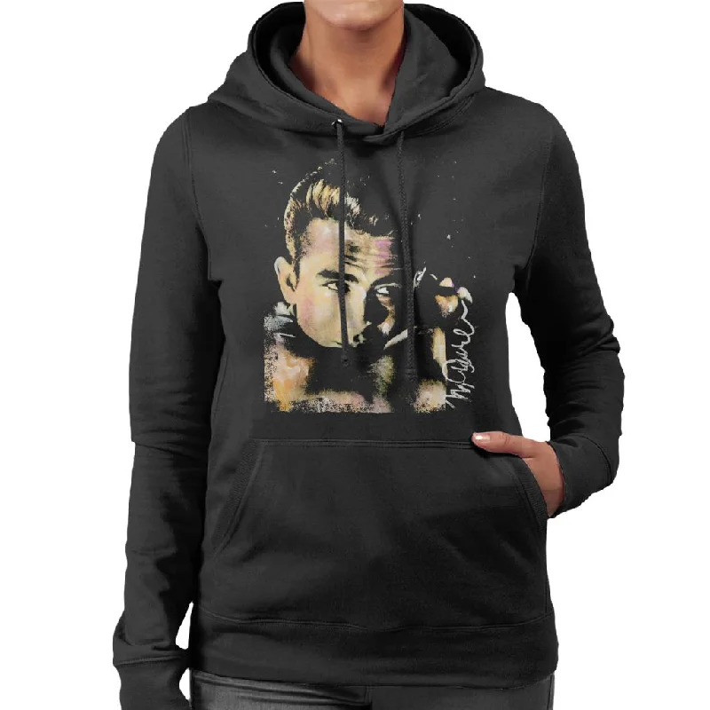 Holiday Sale trendy gym wear hoodieSidney Maurer Original Portrait Of James Dean Quiff Women's Hooded Sweatshirt Holiday Sale trendy gym wear hoodieSidney Maurer Original Portrait Of James Dean Quiff Women's Hooded Sweatshirt