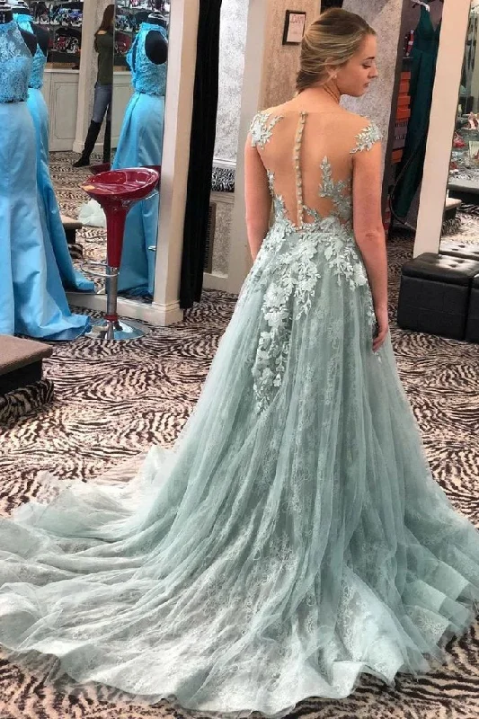 Great Deals layered dressIllusion Neckine Lace Appliques Formal Evening Gowns A-Line Cap Sleeves Prom Dress,DP774 Great Deals layered dressIllusion Neckine Lace Appliques Formal Evening Gowns A-Line Cap Sleeves Prom Dress,DP774