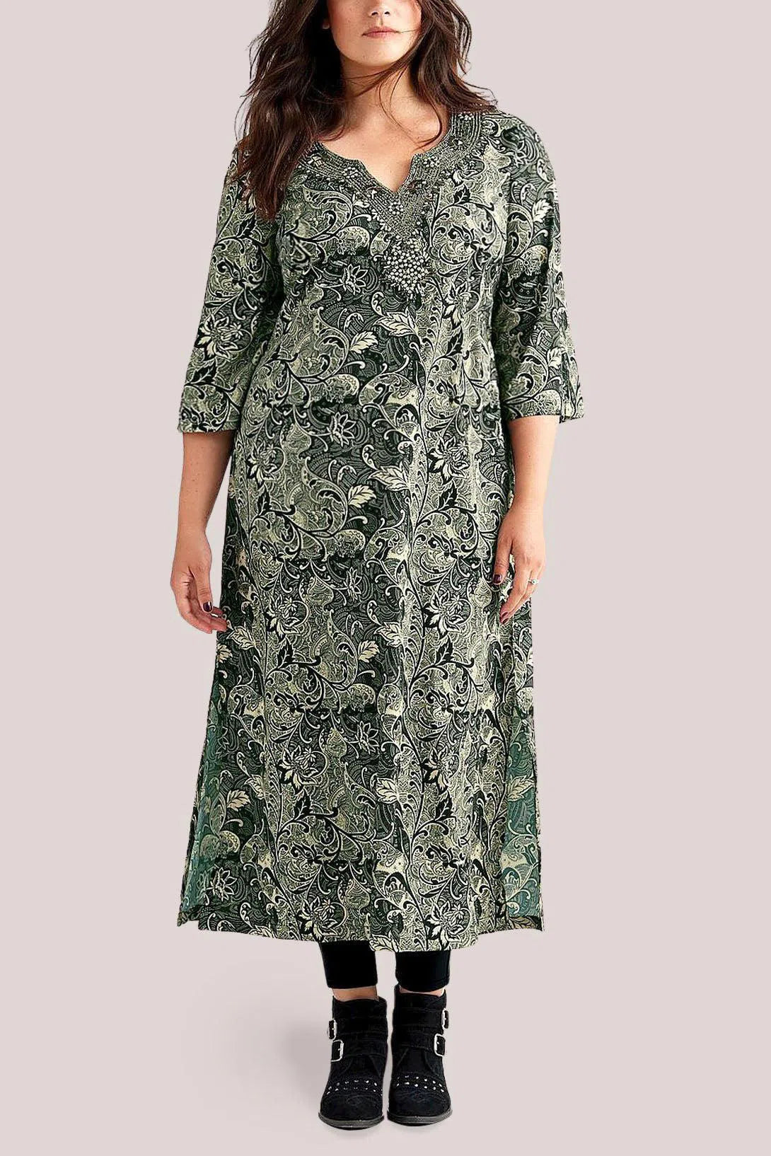 Now or Never Baroque Print Tunic Dress