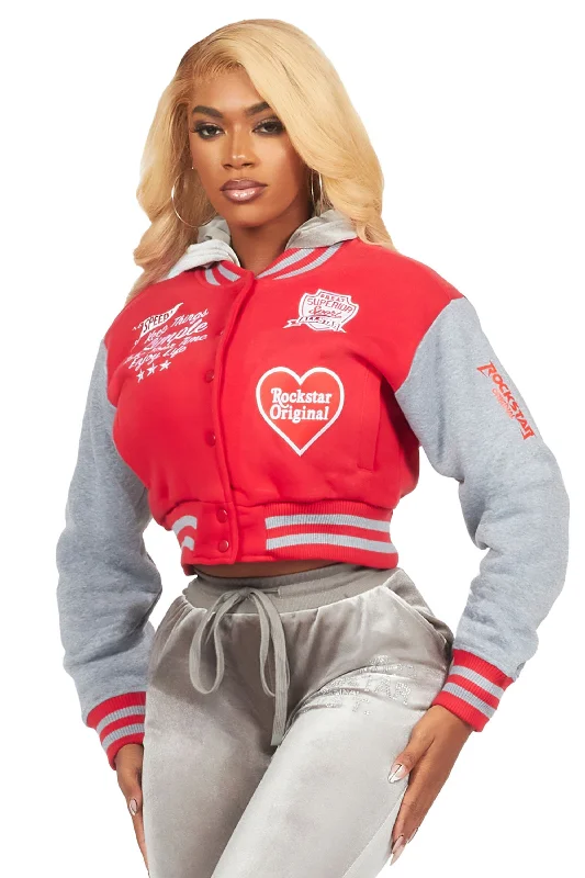 Super Sale Allison Red Varsity Jacket