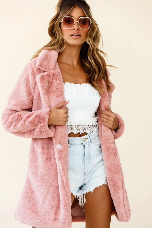 Big Discounts Tahoe Faux Fur Notch Lapel Coat Blush