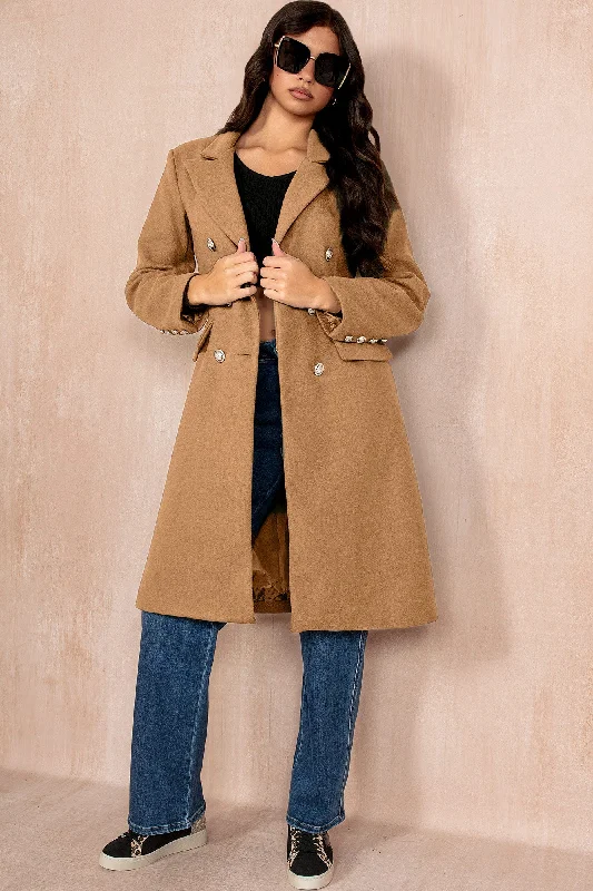 Discount Deals Winona Camel Longline Double Breasted Coat