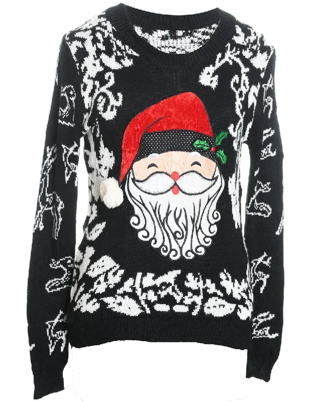 Instant Discount Santa Claus Design Black, Red & White Christmas Jumper - M