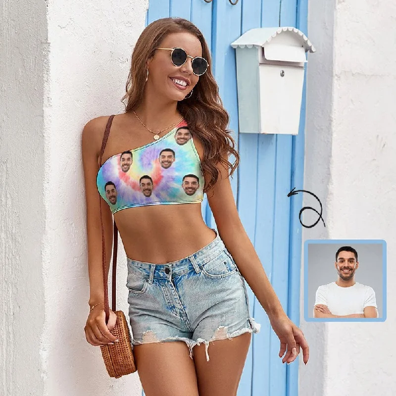 Online Specials Put Husband Face on Tank Top Personalized Colorful Tie-dye Women's One-shoulder Crop Top Summer Beach Vest Online Specials Put Husband Face on Tank Top Personalized Colorful Tie-dye Women's One-shoulder Crop Top Summer Beach Vest