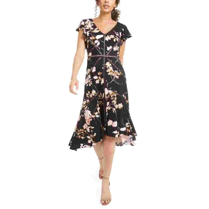 Unmissable Offer Taylor Women's Crochet Trim Midi Dress Black Size 10